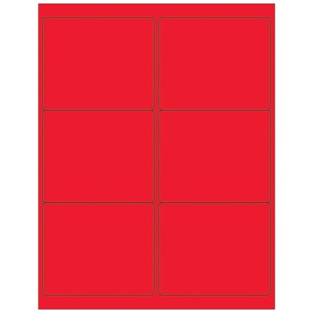 Bsc Preferred 4 x 3 1/3'' Fluorescent Red Rectangle Laser Labels, 600PK BUY00025315